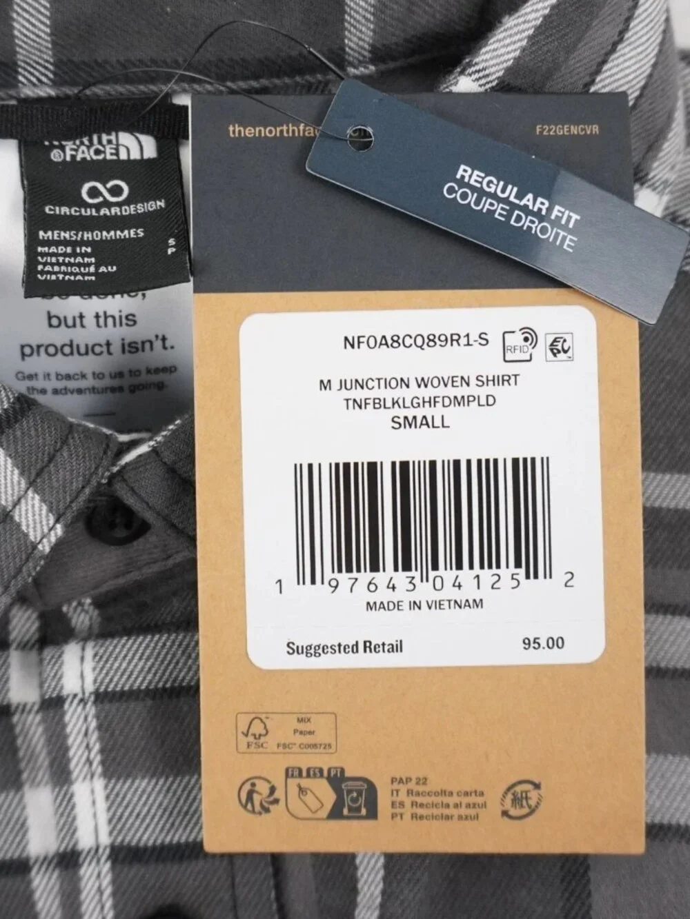 Northface Junction Woven Plaid Cotton Flannel Shirt Work School Fall Winter